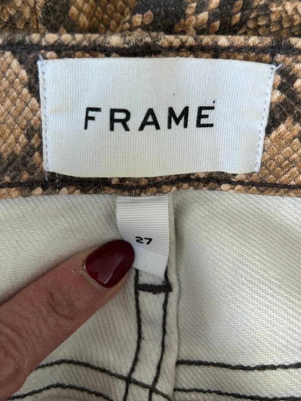 FRAME Le High Skinny Crop Coated Python Jeans Women Size 27 Snake Print - Picture 5 of 11